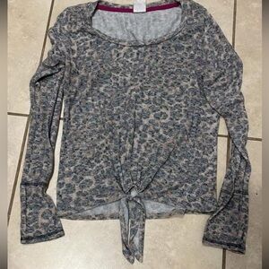 Leopard Print Tie-Front Women's Top